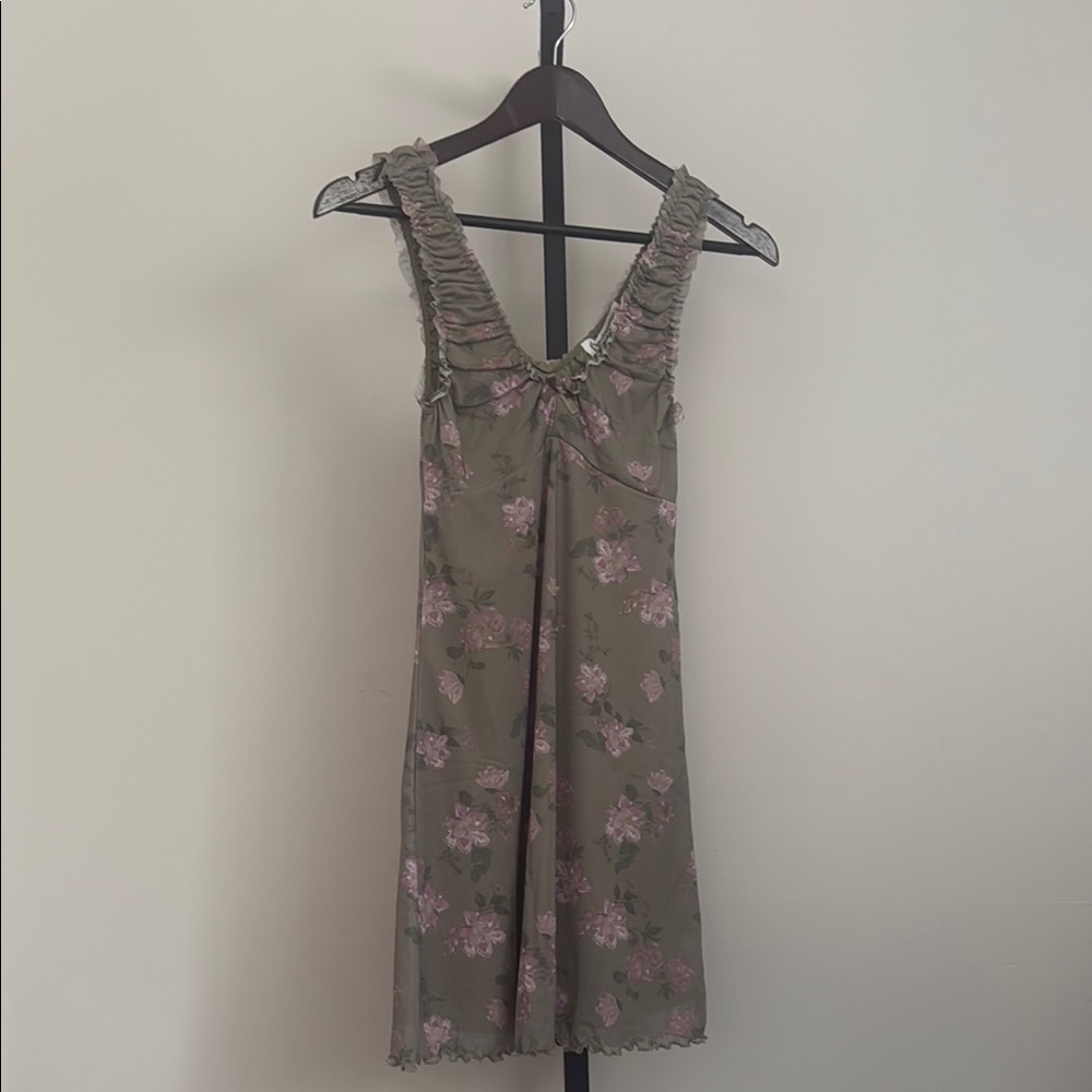 women’s Hippie Rose, Sage Green & Pink Floral dress, Size S